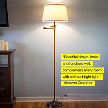 Load image into Gallery viewer, Brightech Caden Swing Arm LED Floor Lamp- Classic Lamp with Extending Arm - Diffusing Lamp Shade - Tall Industrial Uplight for Living Room, Family Room, Office or Bedroom - Bronze
