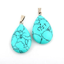 Load image into Gallery viewer, 20pcs Teardrop Water Drop Shape Healing Chakra Charm Beads Crystal Quartz Stone Random Color Pendants for Necklace Jewelry Making