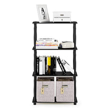 Load image into Gallery viewer, FURINNO Turn-N 4-Tier Multipurpose Shelf Display Rack with Classic Tubes, French Oak Grey/Black