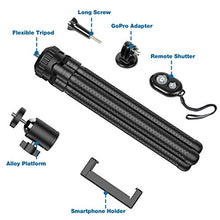 Load image into Gallery viewer, Phone Tripod, Portable Cell Phone Camera Tripod Stand with Wireless Remote, Flexible Tripod Stand for Selfies/Vlogging/Streaming/Photography Compatible with iPhone, Android Phone, Sports Camera GoPro