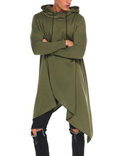 Load image into Gallery viewer, COOFANDY Mens Casual Hooded Poncho Cape Cloak Irregular Hem Hoodie Pullover Army Green Small