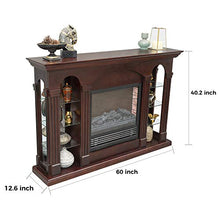 Load image into Gallery viewer, GOOD & GRACIOUS Electric Fireplace TV Stand for Up to 65" Flat Screen TV, Retro Entertainment Center with Tempered Glass Storage Shelves, for Living Room or Bedroom