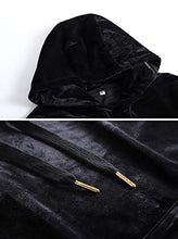 Load image into Gallery viewer, HANGJIA Men's Hoodies Hip Hop Swag Velvet Velour Long Sleeve Hooded Sweatshirt Black XL