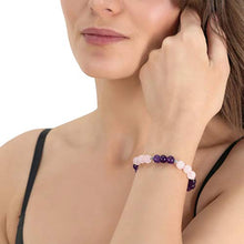 Load image into Gallery viewer, Believe London Amethyst Rose Quartz Bracelet Gemstone Healing Chakra Anxiety Crystal Natural Stone Men Women Stress Relief Reiki Yoga Diffuser Semi Precious