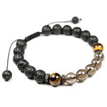 Load image into Gallery viewer, Natural Smoky quartz bracelet with Tiger eye and Lava, Essential Oil diffuser Bracelet, for Men & Women, stress and negative emotions relief, Natural Quartz Crystal, Protection Bracelet
