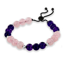 Load image into Gallery viewer, Believe London Amethyst Rose Quartz Bracelet Gemstone Healing Chakra Anxiety Crystal Natural Stone Men Women Stress Relief Reiki Yoga Diffuser Semi Precious