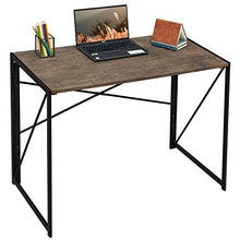 Load image into Gallery viewer, Writing Computer Desk Modern Simple Study Desk Industrial Style Folding Laptop Table for Home Office Notebook Desk Brown Desktop Black Frame