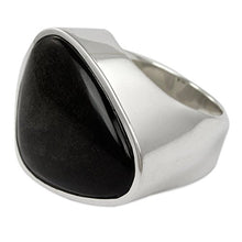 Load image into Gallery viewer, NOVICA Obsidian .925 Sterling Silver Cocktail Ring 'Asymmetrical Black'