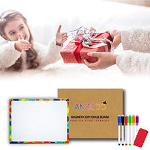 Load image into Gallery viewer, Lined Magnetic Dry Erase Board for Kids with 6 Markers, Premium Double-Sided Dry Erase Lapboard for Learning Writing and Drawing – Stick to Fridge – 9 X 12 Inch Small White Board for Kids with Eraser