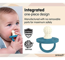 Load image into Gallery viewer, SMOOCH Pacifier Teething Toys for Babies 6-12 Months - Silicone Baby Teether Toy - Soothe Infant Sore Gums - Soft & Safe Hands-Free Freezable Teething Relief - Honeycomb Bubble Bump (Blue)