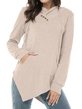 Load image into Gallery viewer, AYIFU Womens Long Sleeve Tunic Tops Irregular Hem Hoodies with Pocket (Beige, XL)