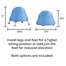 Load image into Gallery viewer, Safco Products Runtz Kid's Stability Exercise Ball Chair, 17" H or 13.5" H, Blue Vinyl