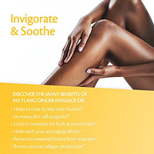 Load image into Gallery viewer, M3 Naturals Ylang Ylang and Ginger Massage Oil Infused with Collagen Stem Cell and Natural Essential Oils Best Deep Tissue Massaging Therapy Relaxing Sore Muscle Joint Relief Anti-Cellulite 8 oz