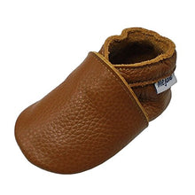 Load image into Gallery viewer, Mejale Baby Soft Soled Leather Moccasins Anti-Slip Infant Toddler Shoes First Walkers(Brown,12-18 Mos)