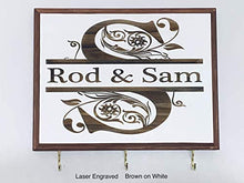 Load image into Gallery viewer, Personalized Monogram Key Holder with Couple's name and Established Year. Wedding Gift - Anniversary Gift - Couple's Gift. Laser Engraved Gift.