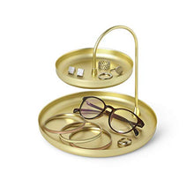 Load image into Gallery viewer, Umbra Poise Large Jewelry Tray, Double Jewelry Tray, Attractive Jewelry Storage You Can Leave Out, Two-Tiered Jewelry Tray, Matte Brass Finish