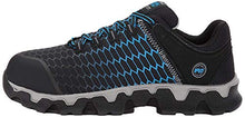 Load image into Gallery viewer, Timberland PRO Men's Powertrain Sport Alloy Safety Toe Electrical Hazard Athletic Work Shoe, Black Ripstop Nylon with Blue, 11.5 Wide