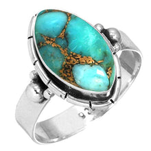 Load image into Gallery viewer, 925 Sterling Silver Ring Copper Blue Turquoise Handmade Jewelry Size 7.5