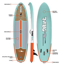 Load image into Gallery viewer, DRIFT 10'8" Inflatable Stand Up Paddle Board, SUP with Accessories | Coiled Leash, Pump, Lightweight Paddle, Fin & Backpack Travel Bag…