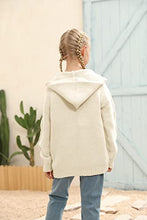Load image into Gallery viewer, PiePieBuy Girls Kids Hooded Open Front Cardigan Long Sleeve Cable Knit Sweater Autumn Winter Hoodie Coat White