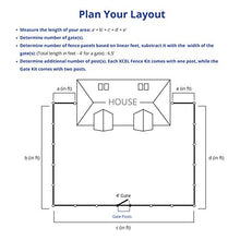 Load image into Gallery viewer, XCEL - Black Steel Anti-Rust Fence Panel - Flat End Picket - 6.5ft W x 5ft H - Easy Installation Kit, Outdoor Residential Fencing for Yard, Garden, Concrete, 3-Rail Metal Fence, Include a Fence Post