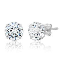 Load image into Gallery viewer, 14k Solid White Gold ROUND Stud Earrings with Genuine Swarovski Zirconia | 2.5 CT.TW. | With Gift Box