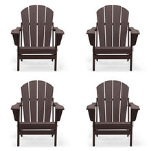 Load image into Gallery viewer, WO 4 Piece Set Outdoor Folding Poly Adirondack Chair for Backyard, Lawn, Patio, Deck, Garden, Weather Resistant Polyethylene Plastic Lounger, Dark Brown