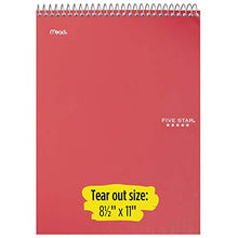 Load image into Gallery viewer, Five Star Top Bound Notebook, 1 Subject, College Ruled Paper, 100 Sheets, 11" x 8-1/2", Assorted Colors, 6 Pack (73525)