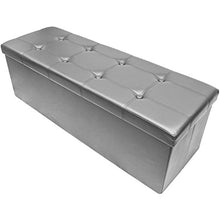 Load image into Gallery viewer, Sorbus Storage Bench Chest – Collapsible/Folding Bench Ottoman with Cover – Perfect Hope Chest, Pouffe Ottoman, Coffee Table, Seat, Foot Rest, and More – Contemporary Faux Leather, Large (Gray)