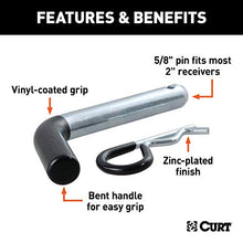 Load image into Gallery viewer, CURT 21510 Trailer Hitch Pin & Clip with Vinyl-Coated Grip, 5/8-Inch Diameter, Fits 2-Inch Receiver