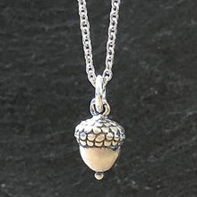 Load image into Gallery viewer, Sterling Silver 3D Petite Acorn Charm Necklace, 16"