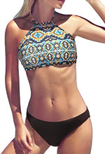 Load image into Gallery viewer, beautyin Tribal Bikini Swimsuit Set Two Piece Padded Bikinis Crossback for Women