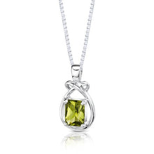 Load image into Gallery viewer, 1.50 Carats Genuine Emerald Cut Peridot Sterling Silver Pendant Necklace