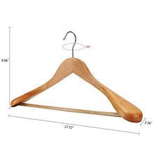 Load image into Gallery viewer, Coat Hanger 8-Pack, MEQUTION Wood Hangers Trouser Hangers Extra Wide Shoulder Wooden Hangers for Heavy Coat, Sweater, Skirt, Suit, Pants, Retro Finish (Natural Finish)