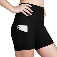 Load image into Gallery viewer, ODODOS High Waist Out Pocket Yoga Short Tummy Control Workout Running Athletic Non See-Through Yoga Shorts,Black,X-Large