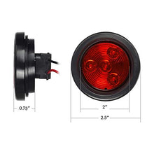 Load image into Gallery viewer, Partsam 2pcs Red Led Light Trailer 2" Round w/Plug & Grommet Kits Marker 4 LED, Flush Mount Red 2 Inch Round Led Trailer Lights, Sealed 2 Inch Round Led Marker Lights Red RV Trucks