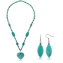 Load image into Gallery viewer, Gem Stone King 24inches Simulated Turquoise Howlite Necklace with Heart Shape Pendant & Earring Set