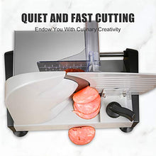 Load image into Gallery viewer, Meat Slicers Electric, Food Deli Slicers with Two 7.5” Serrated Stainless Steel Blade Upgrade Precisely Cuts Meat, Cheese, Bread, Fruit & Veggies, Adjustable Thickness Dial, Non-Slip Feet (2 Blade)