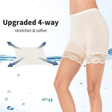 Load image into Gallery viewer, MANCYFIT Slip Shorts for Women Short Leggings Mid Thigh Legging Plus Size Lace Undershorts Beige X-Large