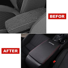 Load image into Gallery viewer, Horry Center Console Armrest Box Cover Panel Trim Waterproof Anti-Scratch Leather Protector Decoration Cover Interior Accessories for Honda Civic 2022(Red Stitches), Black leather red line