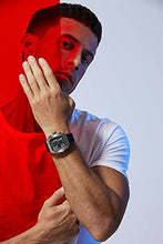 Load image into Gallery viewer, TSAR BOMBA Luxury Mens Watches Square Analog 50M Waterproof Tonneau Chronograph Replica Unique Cool Sport Watch for Men Premium Menās Silver Wrist Watch Quartz Stylish Design with Silicone Strap