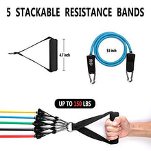Load image into Gallery viewer, OlarHike Resistance Bands Set, Exercise Workout Bands with Handles for Women & Men, 5 Stackable Resistance Bands with Door Anchor, Ankle Straps, Carrying Case for Working Out, Fitness Training, Yoga