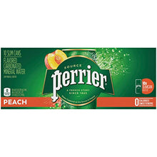 Load image into Gallery viewer, Perrier Peach Flavored Carbonated Mineral Water, 8.45 fl oz. Slim Cans (10 Pack)