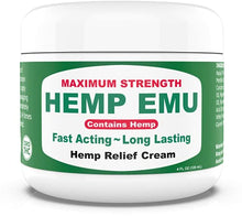 Load image into Gallery viewer, Hemp Emu Cream - Made In USA - Natural Hemp Cream Soothes Discomfort in Joints, Muscles, Back, Knees - Premium Hemp Oil Extract, Emu Oil, Menthol, Eucalyptus & Natural Oils - 4oz