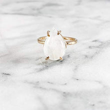 Load image into Gallery viewer, Rainbow Moonstone Pear Teardrop Ring in Sterling Silver, Gold Filled or Rose gold Filled