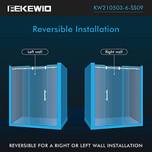 Load image into Gallery viewer, FEKEWIO Soft Close Single Sliding Shower Door, 56-60" x 76" Inch Frameless Walk-in Bathroom Shower Doors, Clear Tempered Glass 3/8" Shower Enclosure SS09 (Matte Black)