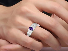 Load image into Gallery viewer, RYLOS Classic Oval Amethyst & Diamond Ring - February Birthstone