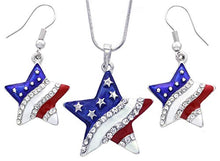 Load image into Gallery viewer, Soulbreezecollection USA American Flag Stars Patriotic 4th of July Independence Day Pendant Necklace & Dangle Earrings Set