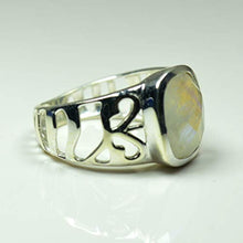 Load image into Gallery viewer, 55Carat Genuine Rainbow Moonstone Mens Rings 925 Sterling Silver Cushion Shape Handmade Band in Size 4-13