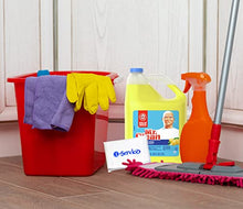 Load image into Gallery viewer, M.C. Mr Clean Multi-Purpose Summer Citrus Liquid Cleaner Professional Household Non-Toxic Hardwood Floor Cleaner 128 Fluid Ounce Bottle With Number 1 In Service Wallet Tissue Pack